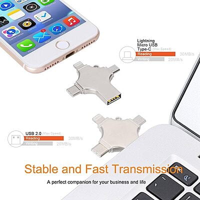 2TB 4-in-1 USB 3.0 1000GB Flash Drive Fast USB A USB C Micro USB Memory Stick Portable Hard Drive