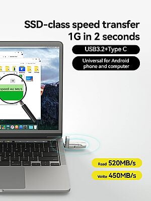 MOVE SPEED 1TB USB 3.2 Solid State Flash Drive 520MB/s High Speed Type C USB Drive